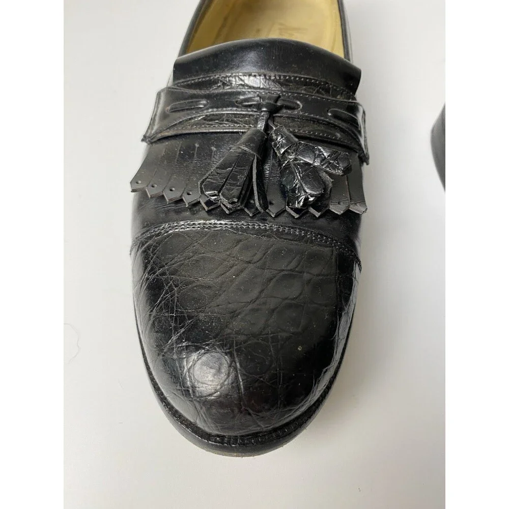 Neiman Marcus Men’s Black Leather Tassel Slip On Shoes 8.5 M